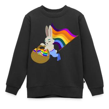 Ein Pride Hase Sammelt seine Ostereier - Kinder Premium Organic Sweatshirt - Schwarz - Vorne - AI Model Kid Female (0cm)