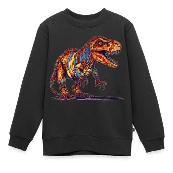 Pixel Dino dans le style des anciens graphismes de jeux vidéo - Sweat Premium enfant bio - noir - Devant - AI Model Kid Female (0cm)