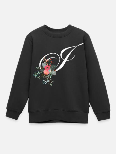 Buchstabe j blumig - Kinder Premium Organic Sweatshirt - Schwarz