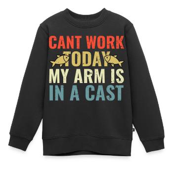 Cant Work today my Arm is in a Cast - Kinder Premium Organic Sweatshirt - Schwarz - Vorne - AI Model Kid Female (0cm)