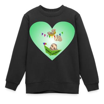 Schulkind Herz süsse Faultiere - Kinder Premium Organic Sweatshirt - Schwarz - Vorne - AI Model Kid Female (0cm)
