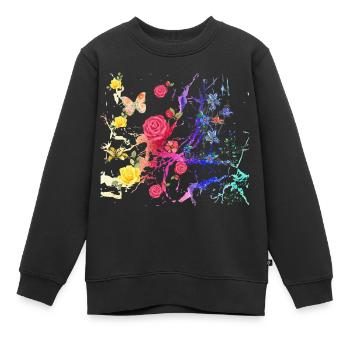 Fleurs,Fleur,Printemps,Fleurs, Abstrait - Sweat Premium enfant bio - noir - Devant - AI Model Kid Female (0cm)