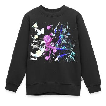 Fleurs,Fleur,Printemps,Fleurs, Abstrait - Sweat Premium enfant bio - noir - Devant - AI Model Kid Female (0cm)