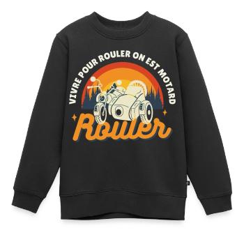 motard - Sweat Premium enfant bio - noir - Devant - AI Model Kid Female (0cm)