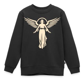Ange serein Céleste - Sweat Premium enfant bio - noir - Devant - AI Model Kid Female (0cm)