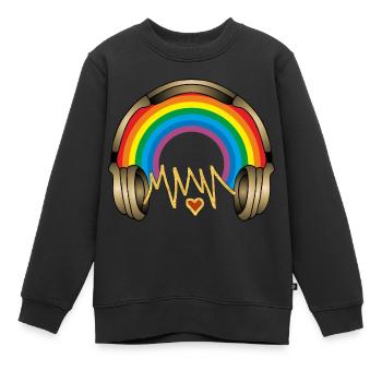 Écouteur - Sweat Premium enfant bio - noir - Devant - AI Model Kid Female (0cm)
