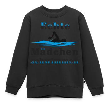 Echte Mädchen schwimmen - Kinder Premium Organic Sweatshirt - Schwarz - Vorne - AI Model Kid Female (0cm)