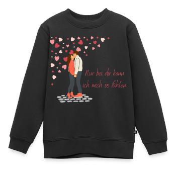Valentinstag - Schenke Liebe und Dankbarkeit - Kinder Premium Organic Sweatshirt - Schwarz - Vorne - AI Model Kid Female (0cm)