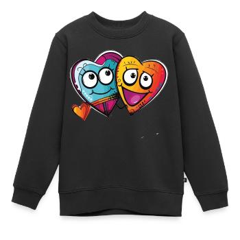 Valentine Heart Couple Herz Pärchen - Kinder Premium Organic Sweatshirt - Schwarz - Vorne - AI Model Kid Female (0cm)