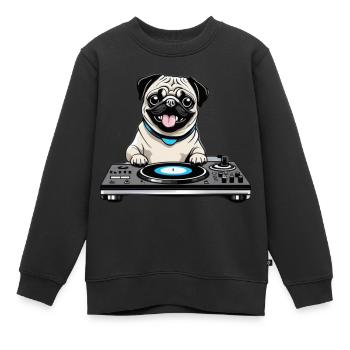 Beat Pug I Music Pug I DJ Dog Gift Idea - Kids Premium Organic Sweatshirt - black - Front - AI Model Kid Female (0cm)