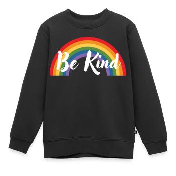 Soyez gentil arc-en-ciel - Sweat Premium enfant bio - noir - Devant - AI Model Kid Female (0cm)