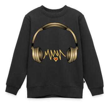 Earphone - Kids Premium Organic Sweatshirt - black - Front - AI Model Kid Female (0cm)