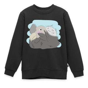 Design illustré avec un vautour - Sweat Premium enfant bio - noir - Devant - AI Model Kid Female (0cm)