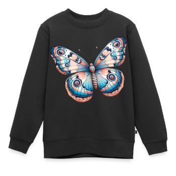 Papillon, fleur - Légèreté Envolée - Sweat Premium enfant bio - noir - Devant - AI Model Kid Female (0cm)