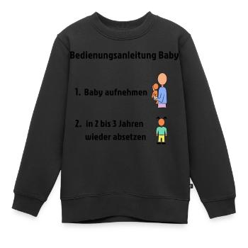 Bedienungsanleitung Baby - Kinder Premium Organic Sweatshirt - Schwarz - Vorne - AI Model Kid Female (0cm)