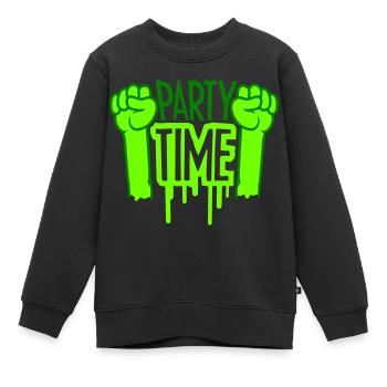 Logo de l’équipe Party Time Célébrez les amis de l’équipe - Sweat Premium enfant bio - noir - Devant - AI Model Kid Female (0cm)