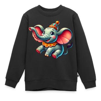 Elefant Zirkus - Kinder Premium Organic Sweatshirt - Schwarz - Vorne - AI Model Kid Female (0cm)