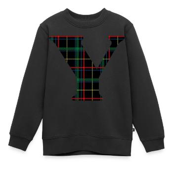 Monogramme y tartan écossais - Sweat Premium enfant bio - noir - Devant - AI Model Kid Female (0cm)