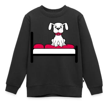Hund Auf Bett Entspannt Schlafen Schlafzimmer Süß - Kinder Premium Organic Sweatshirt - Schwarz - Vorne - AI Model Kid Female (0cm)