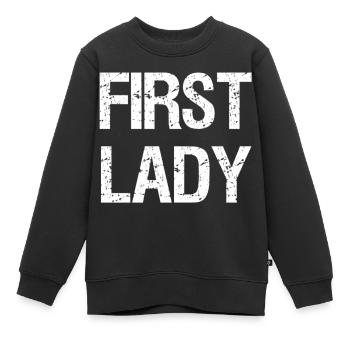 FIRST LADY Vintage Distressed Retro - Kinder Premium Organic Sweatshirt - Schwarz - Vorne - AI Model Kid Female (0cm)