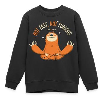 Paresseux not fast not furious - Sweat Premium enfant bio - noir - Devant - AI Model Kid Female (0cm)