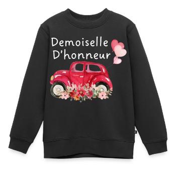 Brautjungfer Auto Braut Blumen - Kinder Premium Organic Sweatshirt - Schwarz - Vorne - AI Model Kid Female (0cm)