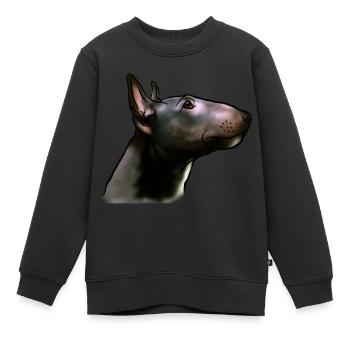Bullterrier Kopf im Profil Comicstyle - Kinder Premium Organic Sweatshirt - Schwarz - Vorne - AI Model Kid Female (0cm)
