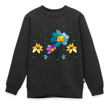 Blumen - Kinder Premium Organic Sweatshirt - Schwarz - Vorne - AI Model Kid Female (0cm)