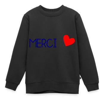 MERCI. MAÎTRESSE. MAÎTRE. MERCI MAÎTRESSE - Sweat Premium enfant bio - noir - Devant - AI Model Kid Female (0cm)