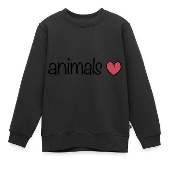 tiere herz tierliebe text - Kinder Premium Organic Sweatshirt - Schwarz - Vorne - AI Model Kid Female (0cm)