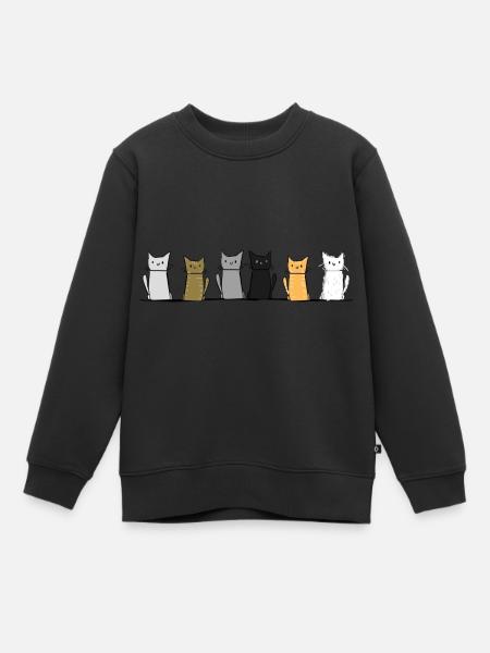 Chats Animaux Ligne Animal Chat Animal de compagnie - Sweat Premium enfant bio - noir