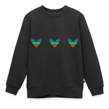 HERZ. HERZ. VALENTINSTAG. LIEBE. LIEBE. HERZ - Kinder Premium Organic Sweatshirt - Schwarz - Vorne - AI Model Kid Female (0cm)