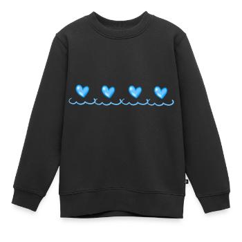 Coeur Bleu Symbole Forme Amour - Sweat Premium enfant bio - noir - Devant - AI Model Kid Female (0cm)