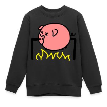 Porc Barbecue - Sweat Premium enfant bio - noir - Devant - AI Model Kid Female (0cm)
