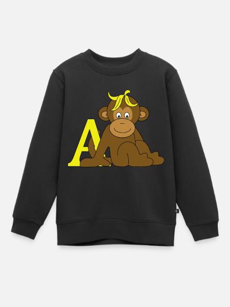 Affe mit A - Kinder Premium Organic Sweatshirt - Schwarz
