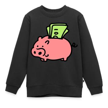 Sparschwein - Scheine 3 - Kinder Premium Organic Sweatshirt - Schwarz - Vorne - AI Model Kid Female (0cm)
