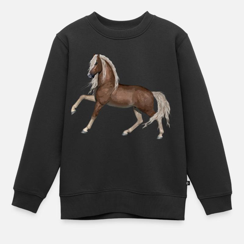 Pferd - Kinder Premium Organic Sweatshirt - Schwarz