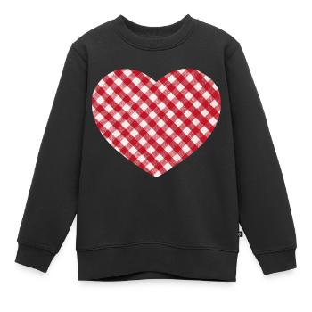 Vichy-Herz rot-weißes Karo-Herz - Kinder Premium Organic Sweatshirt - Schwarz - Vorne - AI Model Kid Female (0cm)