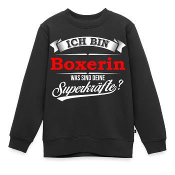 Boxer Boxerin Boxen Boxing Boxkampf Kampfsport - Kinder Premium Organic Sweatshirt - Schwarz - Vorne - AI Model Kid Female (0cm)