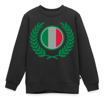 Italie (drapeau et couronne de laurier) - Sweat Premium enfant bio - noir - Devant - AI Model Kid Female (0cm)