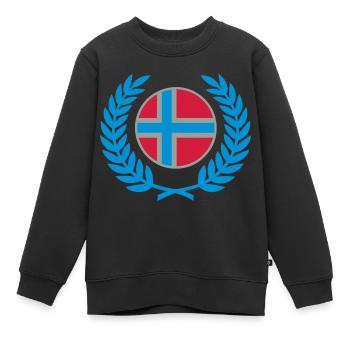 Norvège (drapeau et couronne de laurier) - Sweat Premium enfant bio - noir - Devant - AI Model Kid Female (0cm)