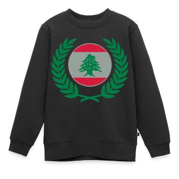 Liban (drapeau et couronne de laurier) - Sweat Premium enfant bio - noir - Devant - AI Model Kid Female (0cm)