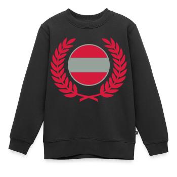 Autriche (drapeau et couronne de laurier) - Sweat Premium enfant bio - noir - Devant - AI Model Kid Female (0cm)