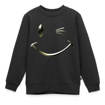 Shirt mit Smiley Zwinkern von Custom - Kinder Premium Organic Sweatshirt - Schwarz - Vorne - AI Model Kid Female (0cm)