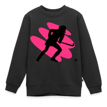 Fieldhockey Girl - Kinder Premium Organic Sweatshirt - Schwarz - Vorne - AI Model Kid Female (0cm)