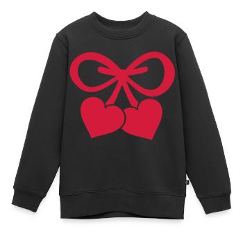 Herzchen Schleife / bow with hearts (1c) - Kinder Premium Organic Sweatshirt - Schwarz - Vorne - AI Model Kid Female (0cm)