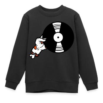 dj vinyl platte club musik auflegen disko party fe - Kinder Premium Organic Sweatshirt - Schwarz - Vorne - AI Model Kid Female (0cm)