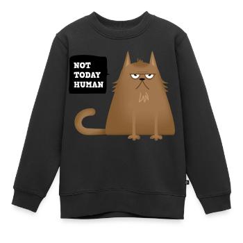 not today katze - Kinder Premium Organic Sweatshirt - Schwarz - Vorne - AI Model Kid Female (0cm)