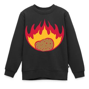 brennende kartoffel flammen feuer heiss essen leck - Kinder Premium Organic Sweatshirt - Schwarz - Vorne - AI Model Kid Female (0cm)