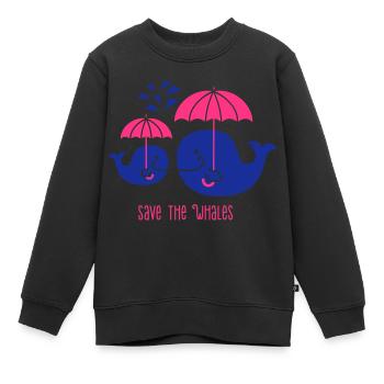 Sauver les baleines-Protège la baleine sauvez les - Sweat Premium enfant bio - noir - Devant - AI Model Kid Female (0cm)